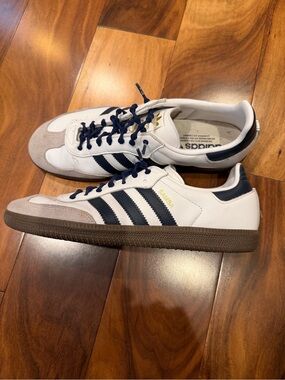 adidas Samba Leather Sneakers - White, Navy, Gum